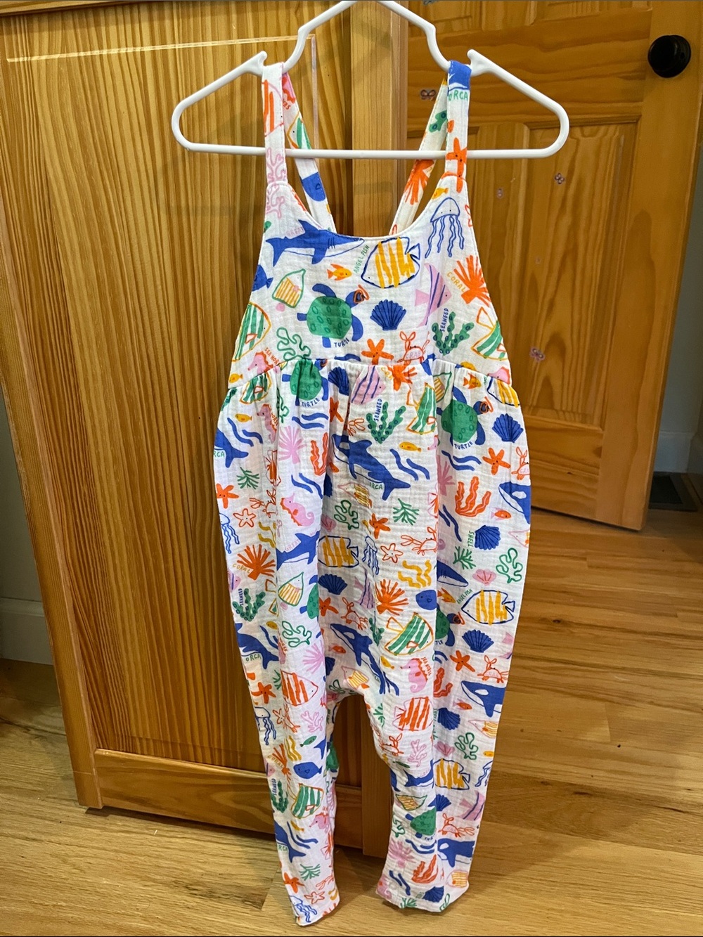 Angel Dear Tie Back Multicolor Ocean Print Romper